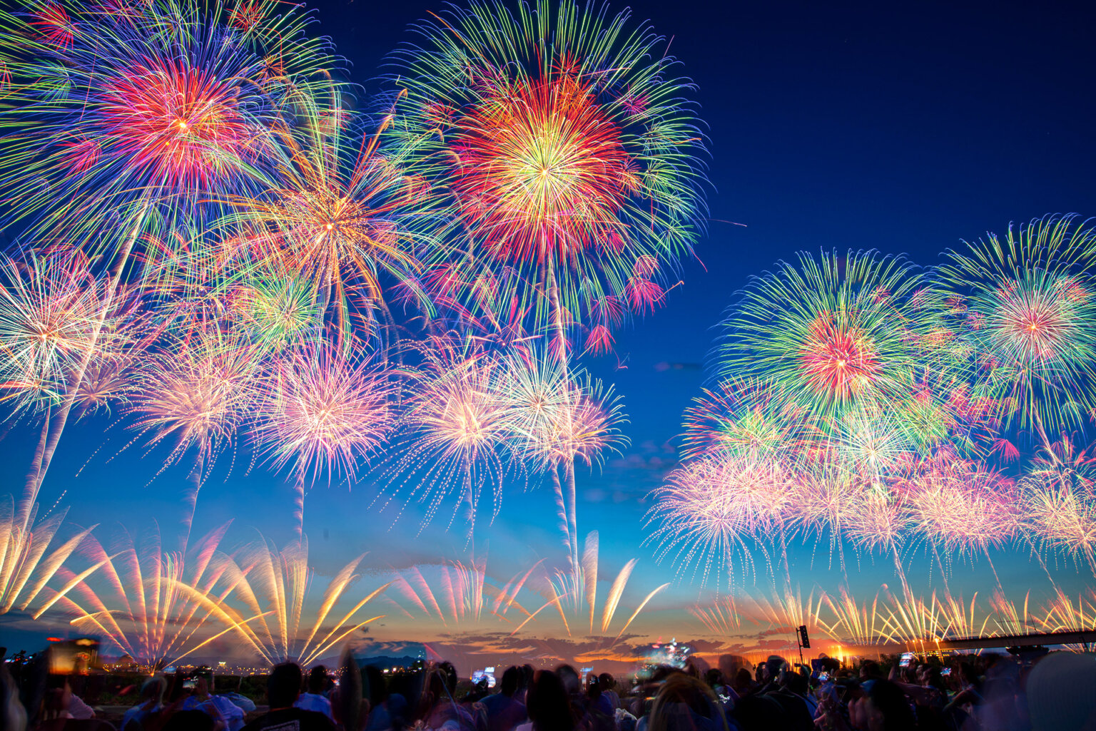 色とりどりの花火が夜空に広がる